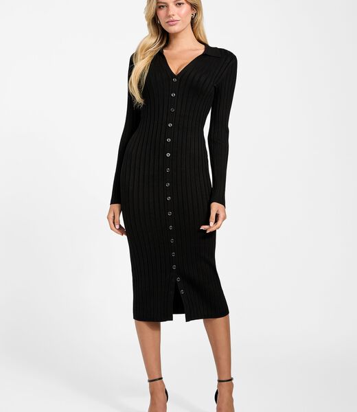 Rib-knit midi sweater dress