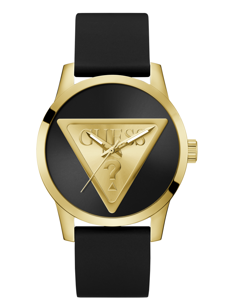 Mens Black Gold Tone Analog Watch