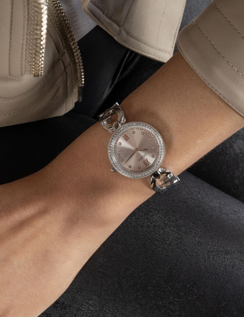 ساعة تناظرية من الفولاذ المقاوم للصدأ