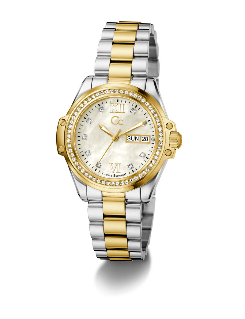 Gc Sportchic Women S 507 Mvmt Champagne Dail 10 Amt Silver Yellow Gold Stainless Steel Brct