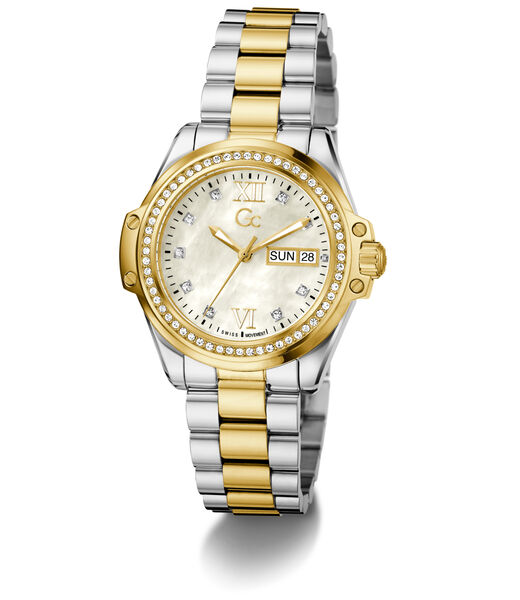 Gc Sportchic Women S 507 Mvmt Champagne Dail 10 Amt Silver Yellow Gold Stainless Steel Brct