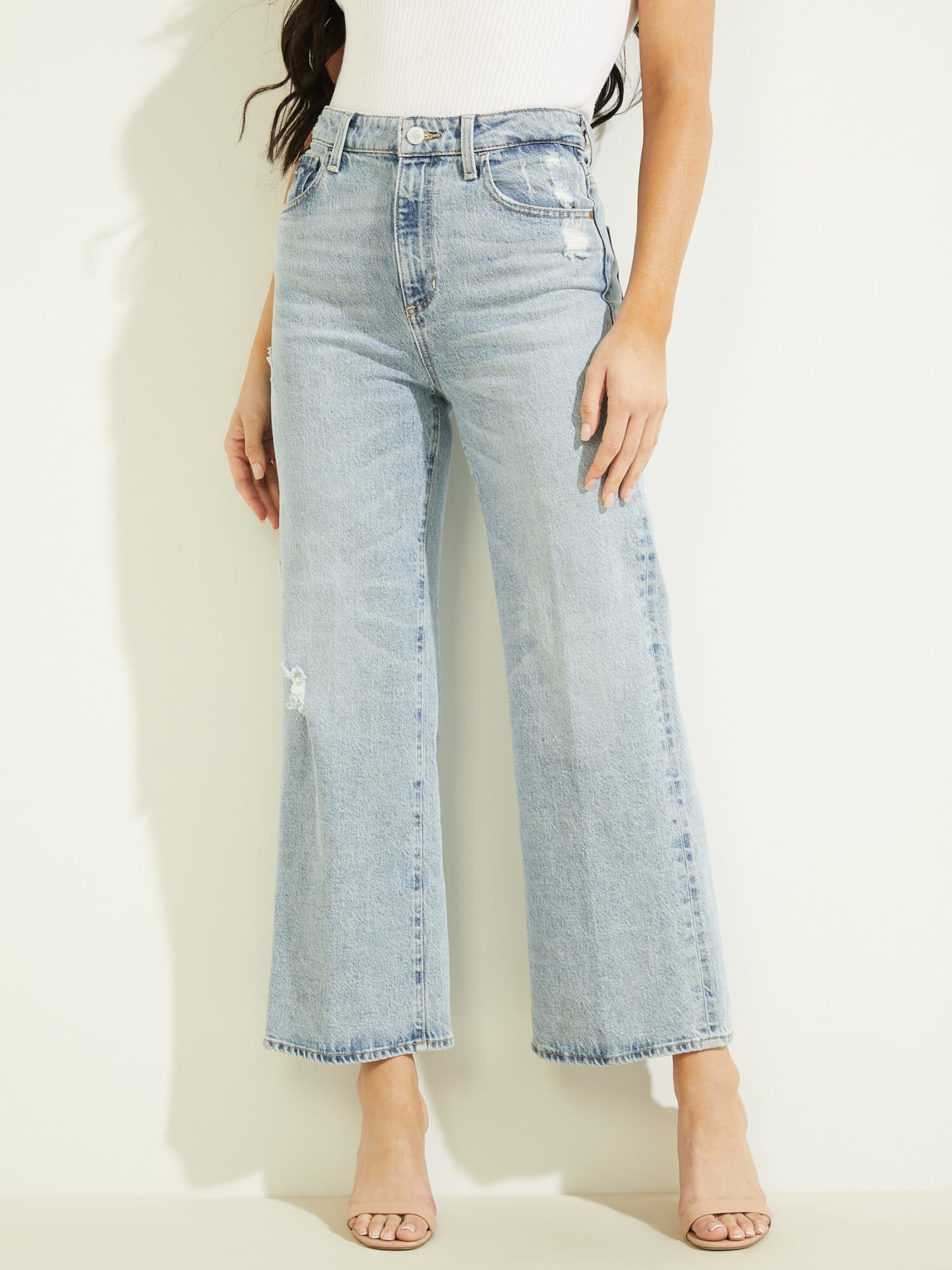Shop GUESS Online Wide Leg Denim Pant